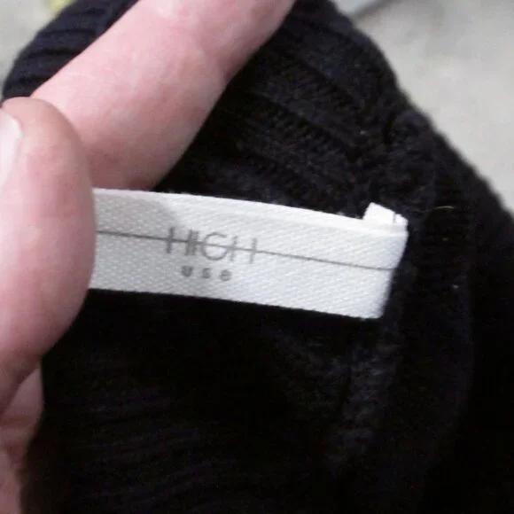 HIGH Womens S Navy Blue Wool Turtleneck Short Sweater Long Sleeve Lightweight - Picture 12 of 16